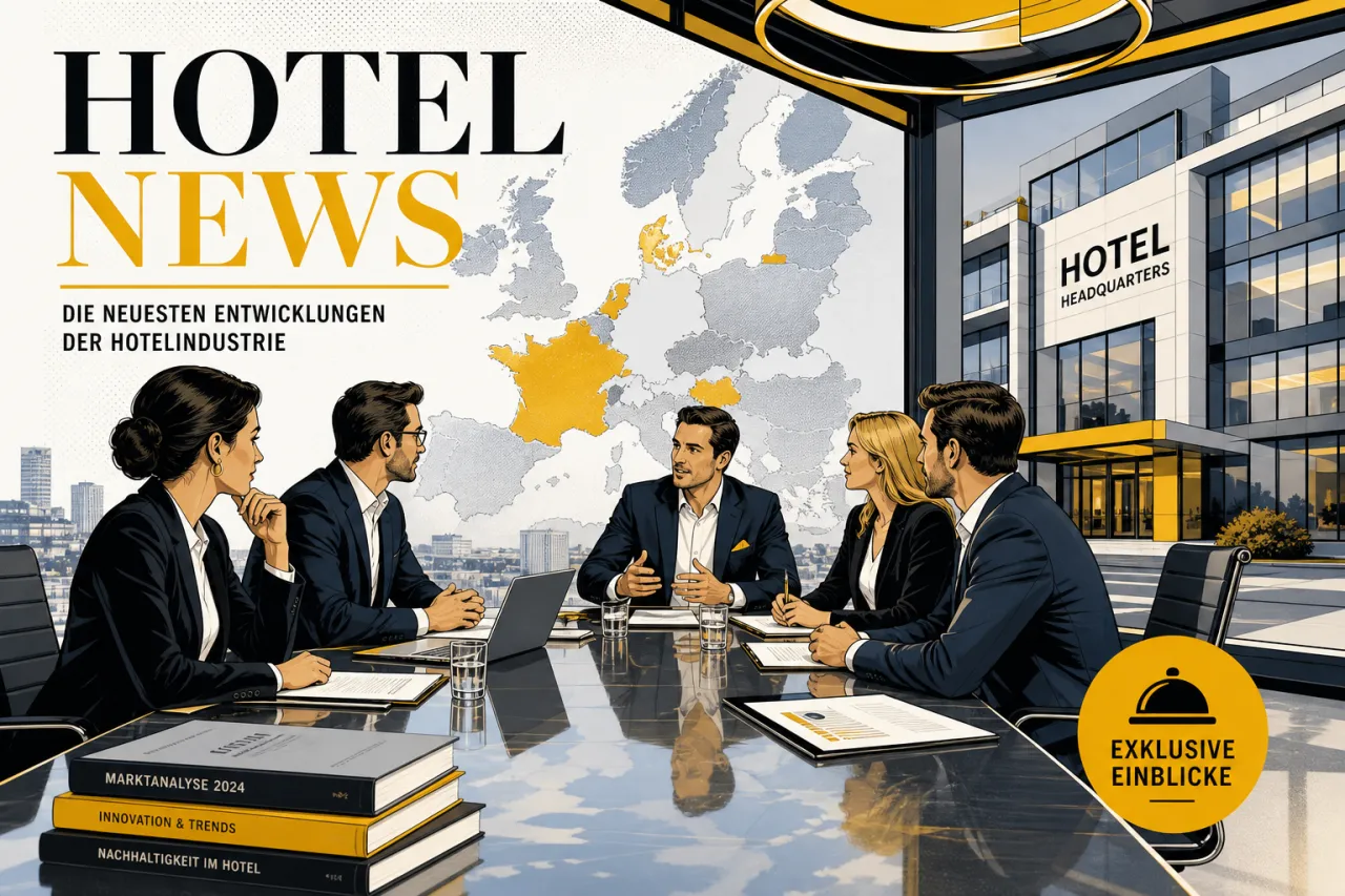 Blick auf ein modernes Accor-Hotel mit Lobby und Rezeption