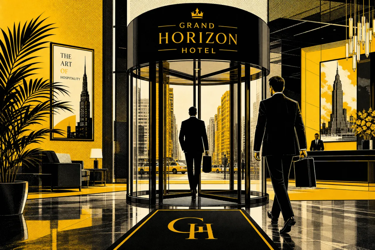 Hotellobby mit Drehtür, symbolisch für Führungswechsel bei Choice Hotels International