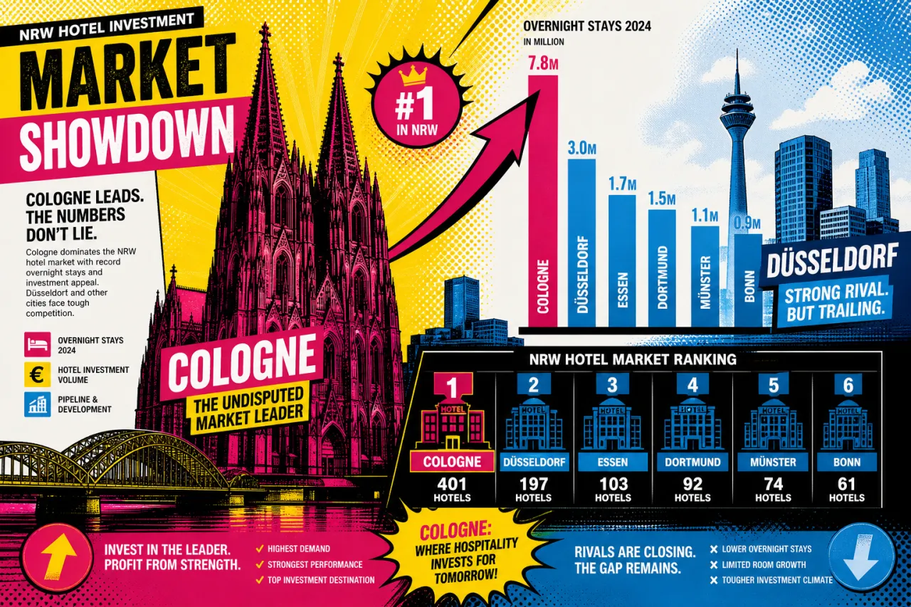 Hotelmarkt NRW 2026: Köln überholt Düsseldorf