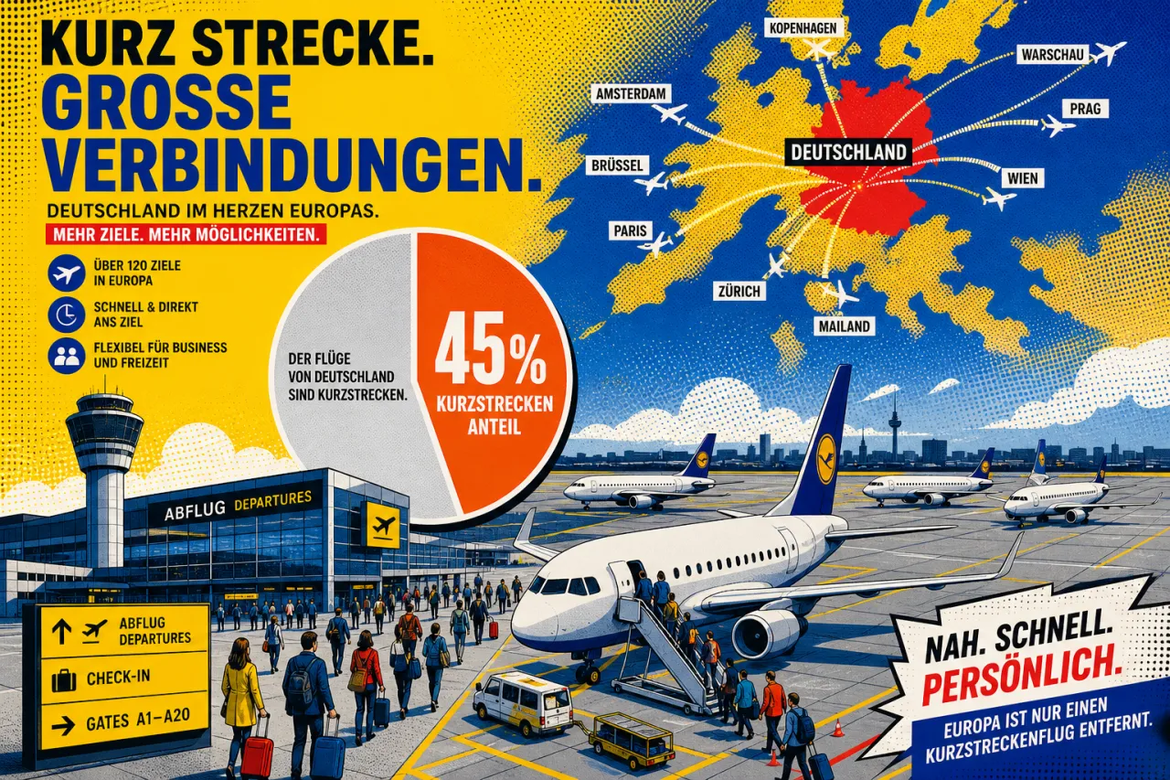 Kurzstreckenflüge machen 45 Prozent der Flüge aus