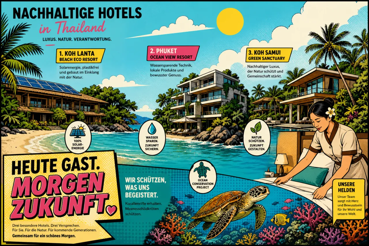Drei Beachfront-Resorts in Thailand mit Meerblick und grünem Hotelbetrieb