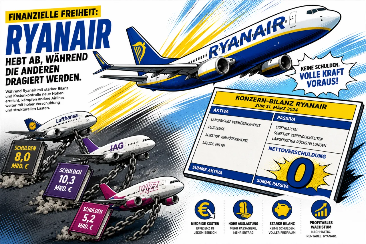 Ryanair ist schuldenfrei – Rivalen nicht