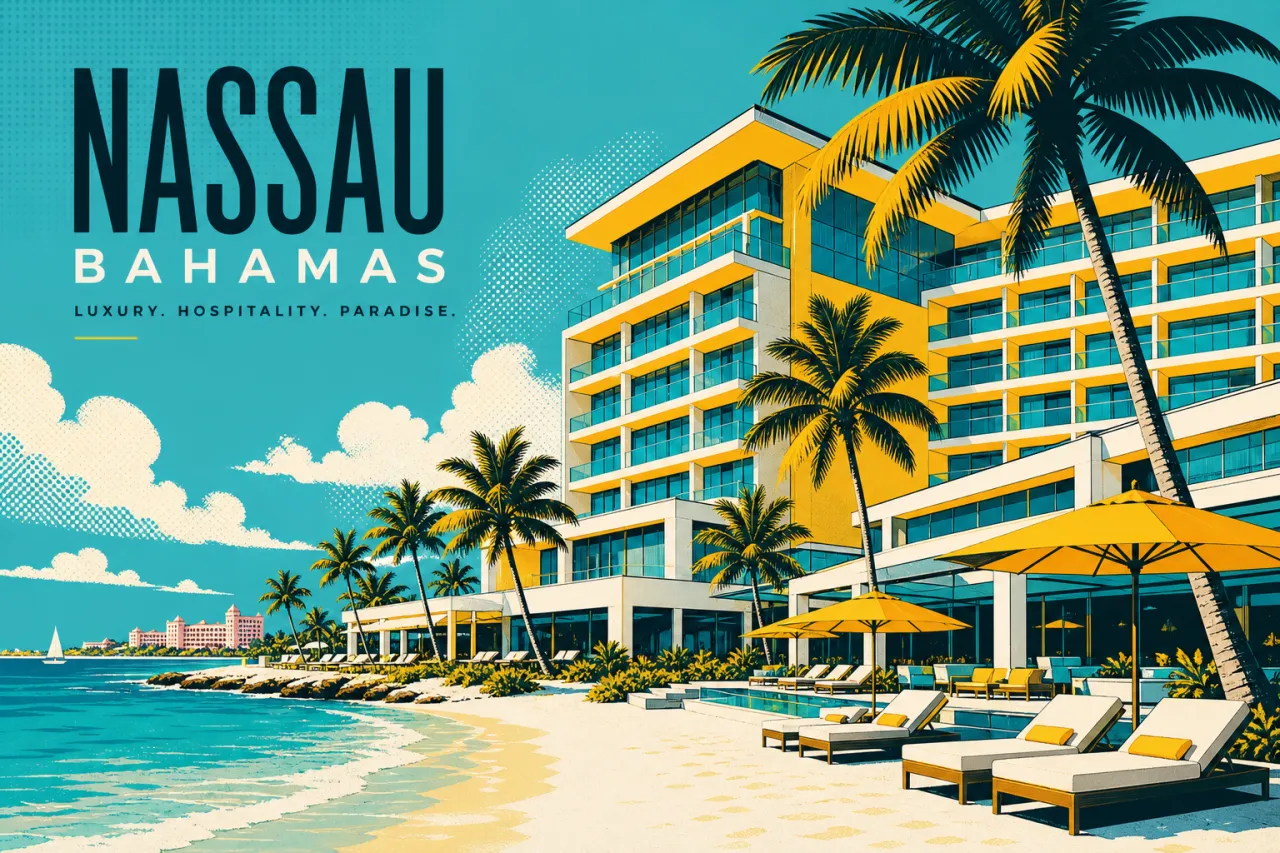 Grand Hyatt Baha Mar Resort an der Cable Beach auf New Providence, Bahamas — weitläufige Hotelanlage mit Meerblick