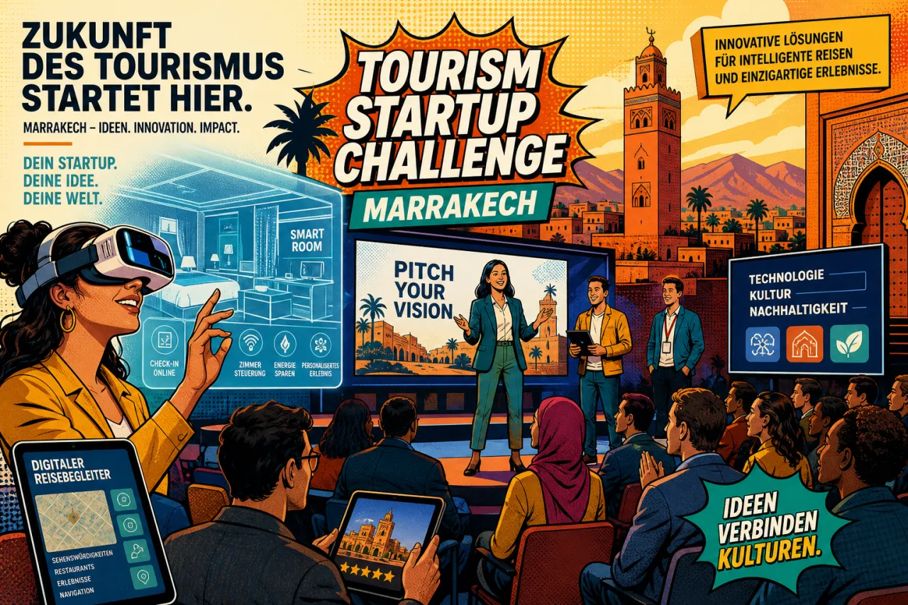 Start-up-Präsentation in Marrakesch mit Tourismus- und Tech-Fokus