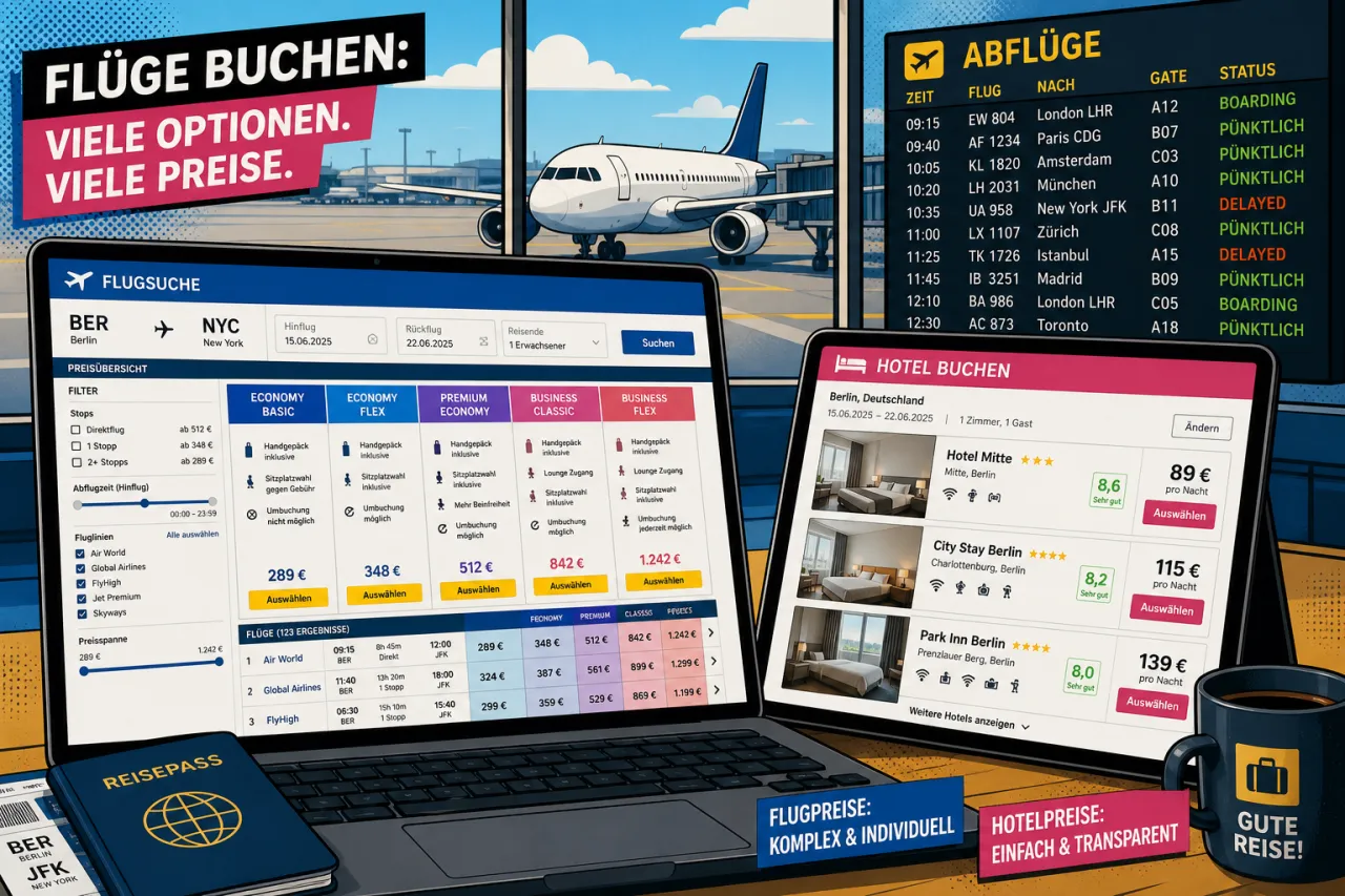 KI liest Airline-Tarife schlechter als Hotelseiten