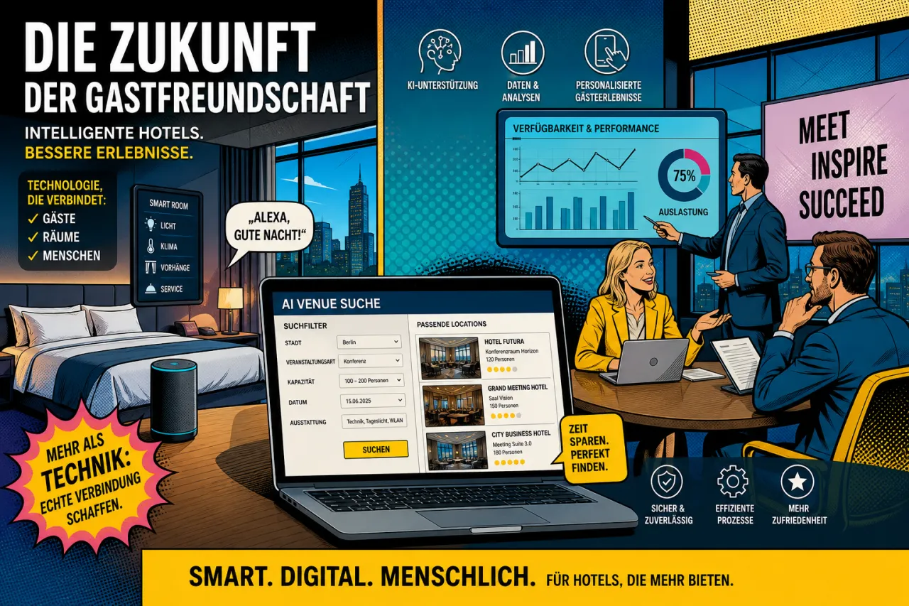 Person sucht auf einem Laptop nach Veranstaltungsräumen und Filteroptionen