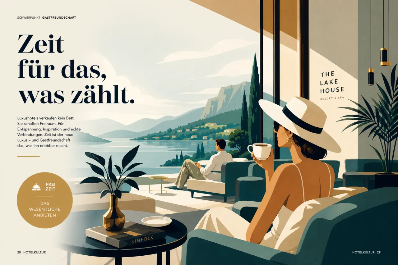 Hotelgast entspannt auf einer Liege mit Blick auf Pool und Meer