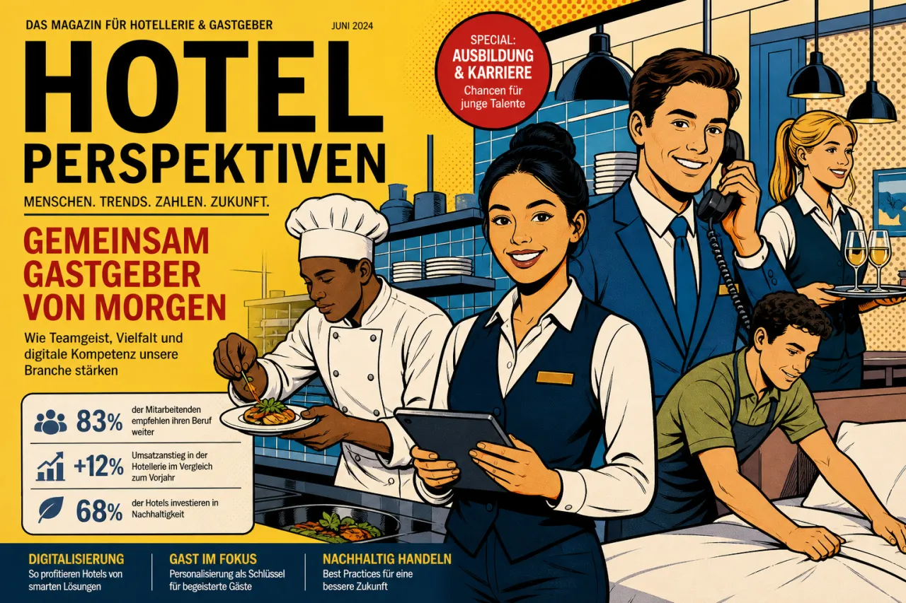 Küchen- und Servicepersonal in einem Hotelbetrieb bei der Arbeit
