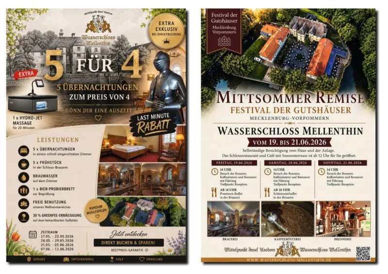 Historisches Wasserschloss mit Park, Gewölben und Sommerprogramm auf Usedom
