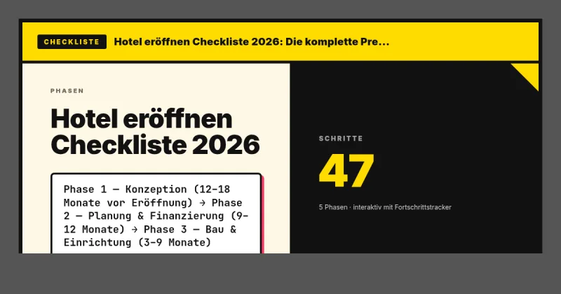 Hotel eröffnen Checkliste 2026: Die komplette Pre-Opening-Liste