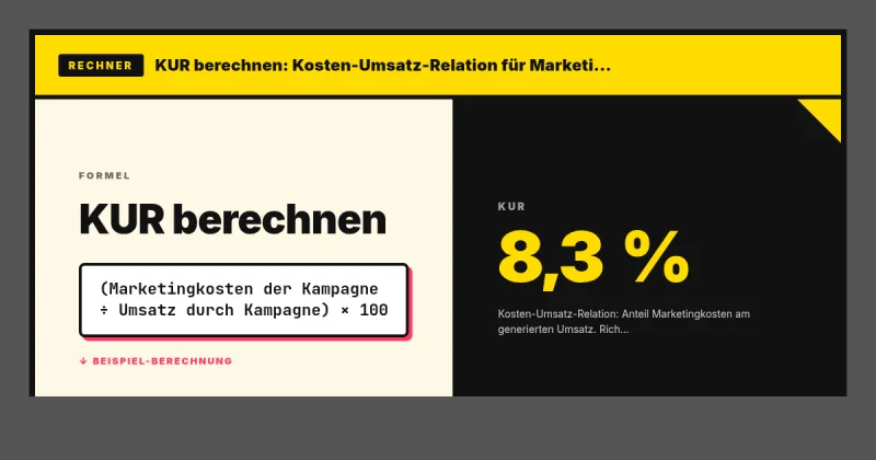 KUR berechnen: Kosten-Umsatz-Relation für Marketing-Kampagnen 2026