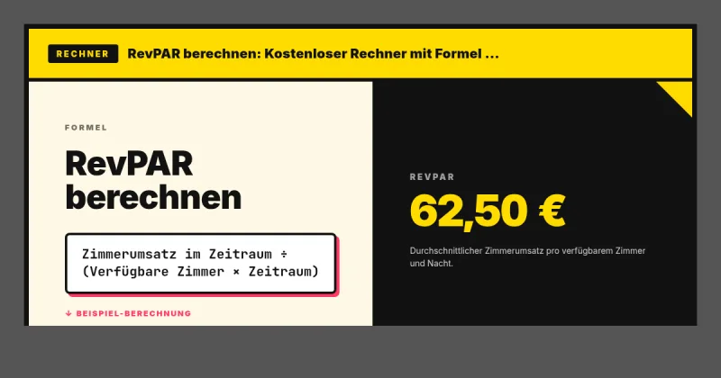 RevPAR berechnen: Kostenloser Rechner mit Formel & Benchmarks 2026