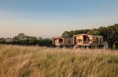 Baumhaus mit Blick auf die Ostsee zwischen Bäumen in Schleswig-Holstein